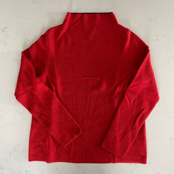 Eileen Fisher Funnel Neck LS Minimalist Merino Wool Blend Sweater Red Sz S - Picture 4 of 10